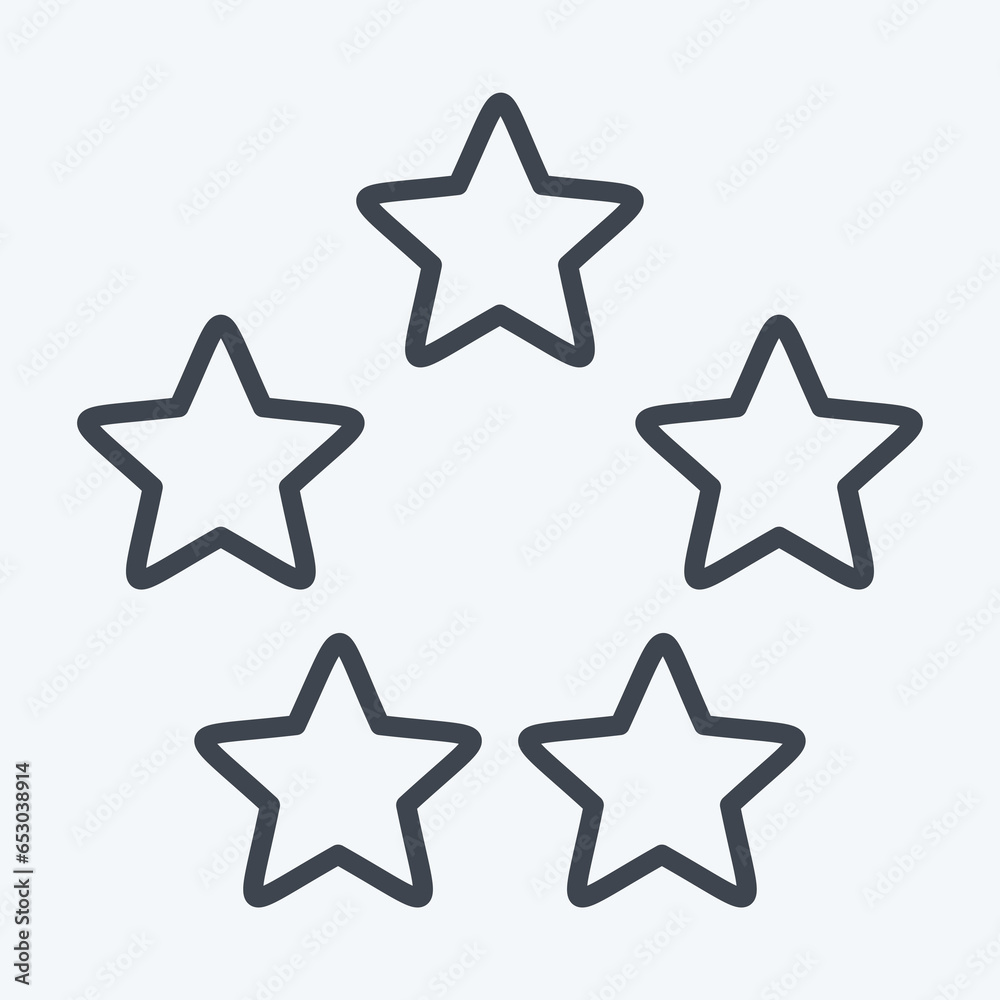 Icon Five Stars. related to Stars symbol. line style. simple design editable. simple illustration. simple vector icons Icon Five Stars. related to Stars symbol. line style. simple design editable. simple illustration. simple vector icons
