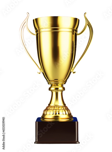 Golden trophy isolated cutout on transparent