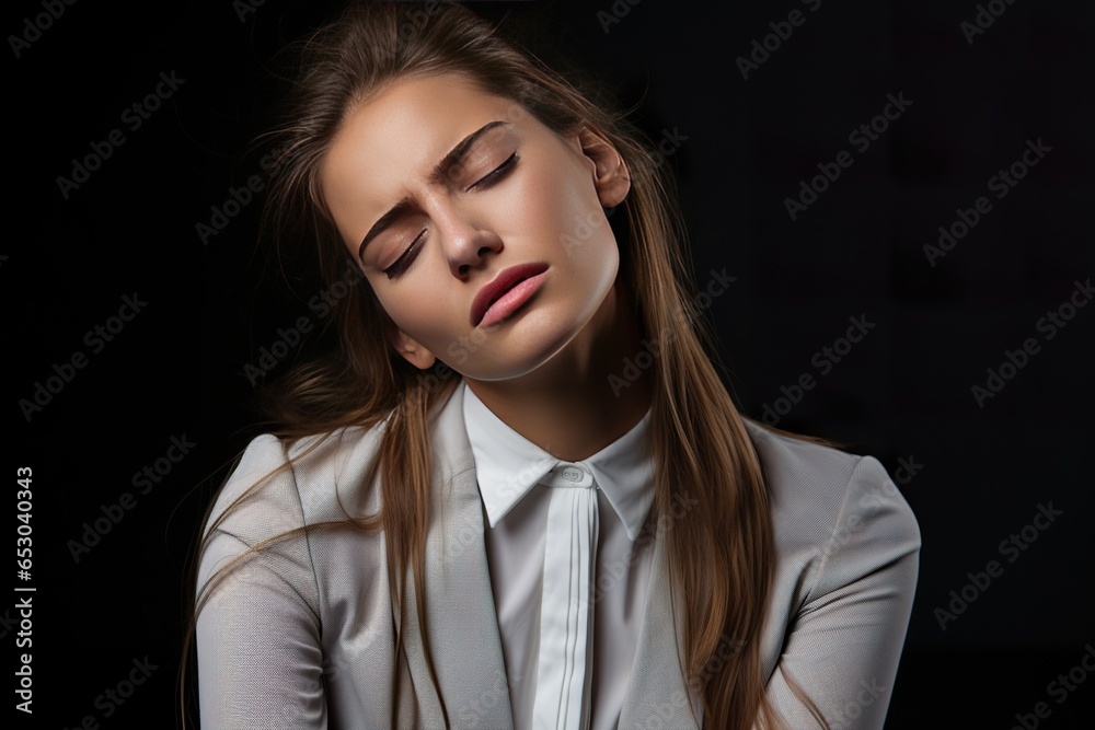A Businesswomen throat Neck and shoulder pain Office Syndrome. A Businesswomen throat Neck and shoulder pain Office Syndrome.