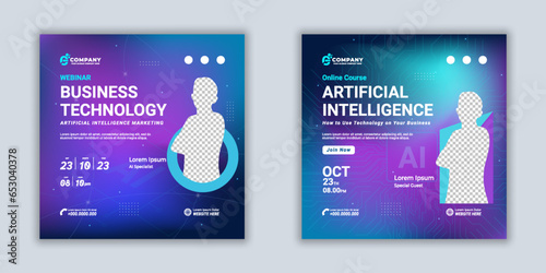 Digital marketing artificial intteligence social media business template gradient mesh background