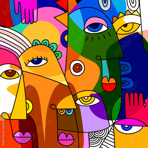 Colorful abstract geometric  portrait people vector illustration.