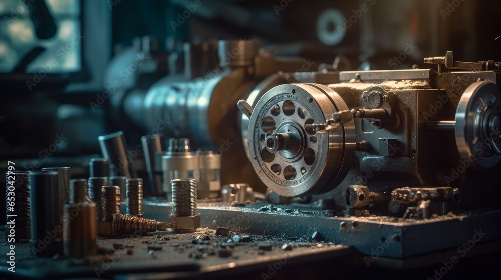 The Evolution of Industrial Machinery: Steel Engines, Powerful Motors, and Manufacturing Innovations Driving Transportation and Productio, generative AI