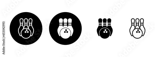 Bowling icon set illustration. bowling ball and pin sign and symbol.