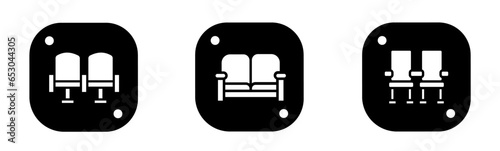 Cinema seats icon in flat. A cinema seats icon design. Stock vector.