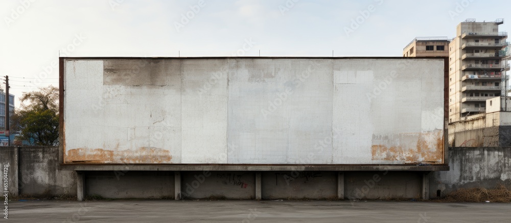 Empty wall with advertising billboard in a grimy urban setting Empty wall with advertising billboard in a grimy urban setting