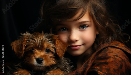 Cute small dog, pets portrait, animal child, Caucasian ethnicity generated by AI