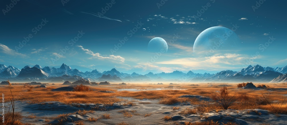 Vibrant futuristic desert landscape with alien architecture in a digital sci fi artwork