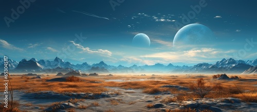 Vibrant futuristic desert landscape with alien architecture in a digital sci fi artwork