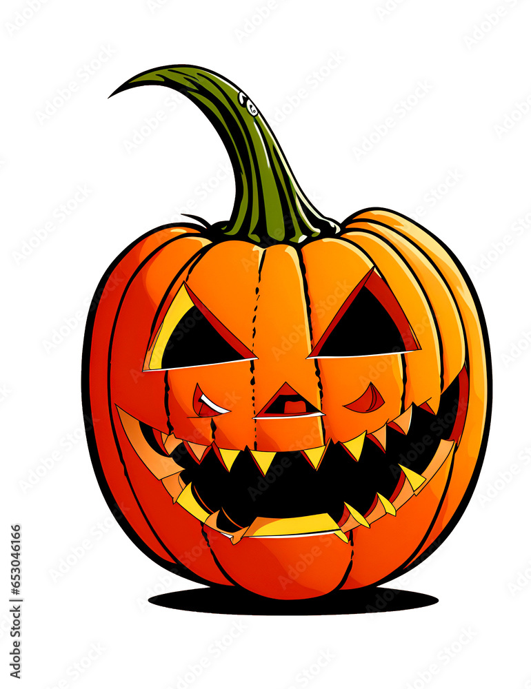 Vector of a grinning cartoon jack-o'-lantern with its mouth wide open, created with Generative AI technology Vector of a grinning cartoon jack-o'-lantern with its mouth wide open, created with Generative AI technology
