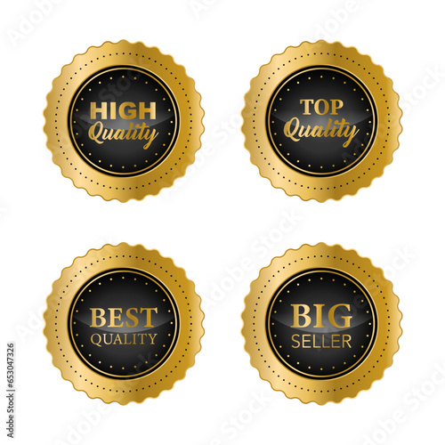 Luxury gold badges and labels premium quality product.