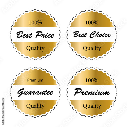 Luxury gold badges and labels premium quality product.