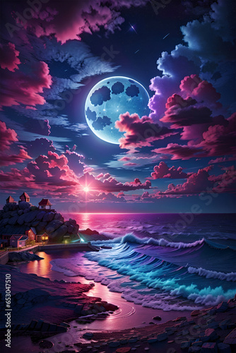moon over the sea © Mayavector