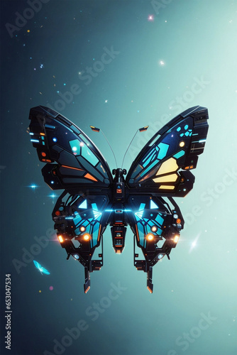 butterfly on blue background © Mayavector