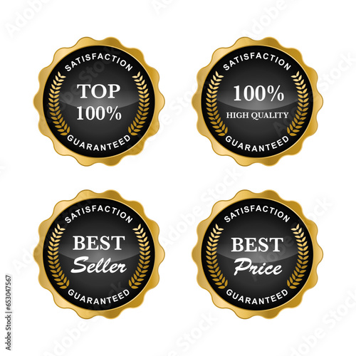 Luxury gold badges and labels premium quality product.
