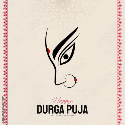 happy Durga puja illustrations. Durga Face. Subh Navratri