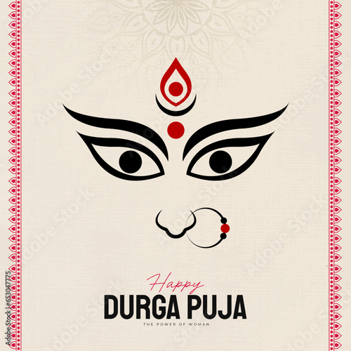 happy Durga puja illustrations. Durga Face. Subh Navratri
