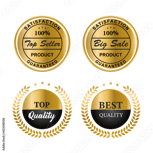 Luxury gold badges and labels premium quality product.