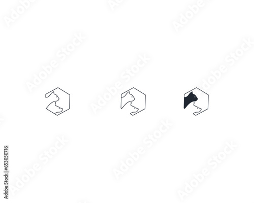 Dog and cat logo design template vector, line of pet logo design suitable for pet shop, store, cafe, business, hotel, veterinary clinic, Domestic animals vector illustration logotype, sign and symbol