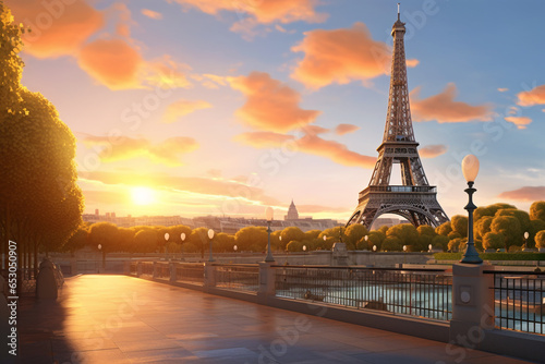 eiffel tower at sunset in paris © Salawati