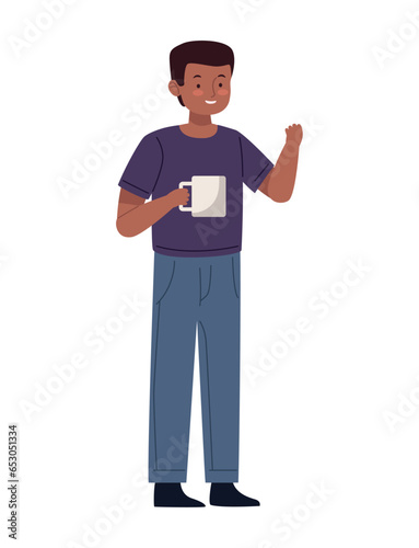 african man drinking coffee reusable cup © Jemastock
