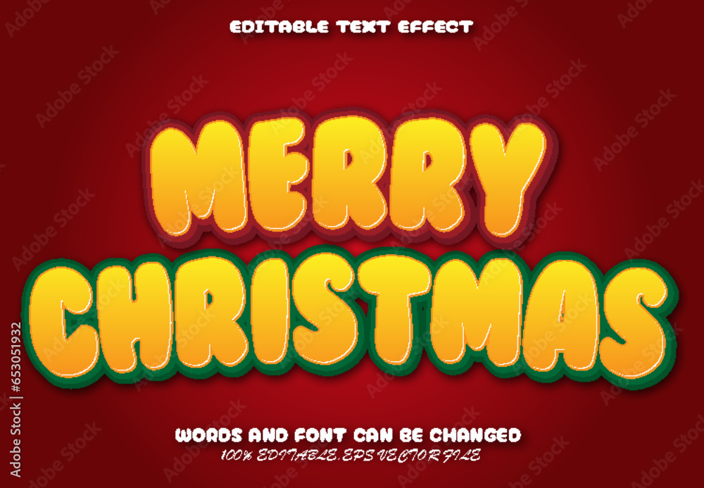 Merry Christmas Editable Text Effect Cartoon Style Merry Christmas Editable Text Effect Cartoon Style