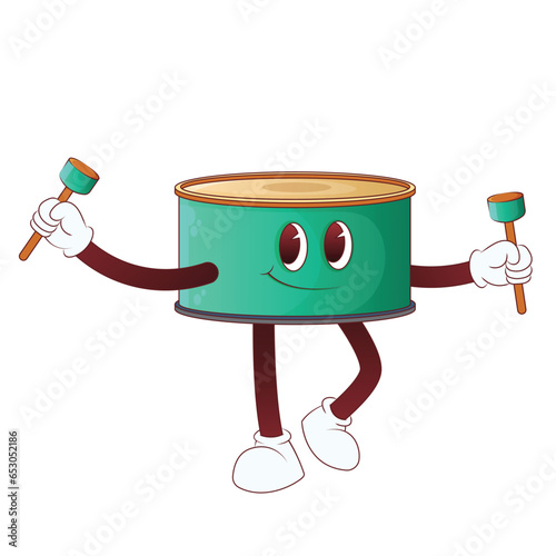 Drum Holding Sticks Playful Retro Sticker