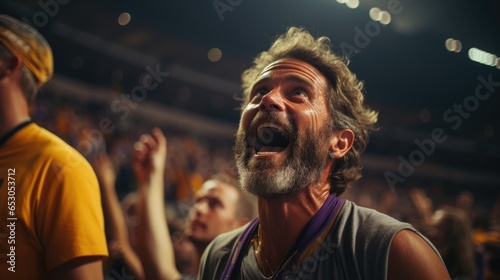 Sports fan shouting in excitement created with ai © Timeless_art