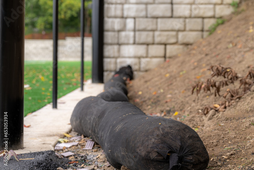 Installed storm water, drainage, straw wattles providing erosion and sediment control.
 photo