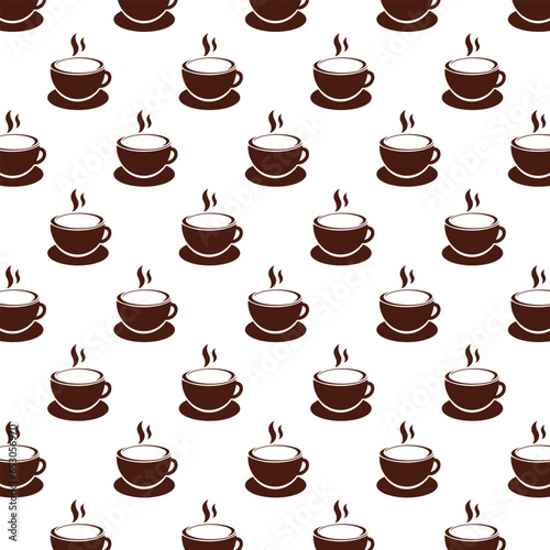 Seamless pattern coffee cups, tea cups vector art banner print design. Coffee time concept. International Coffee Day design