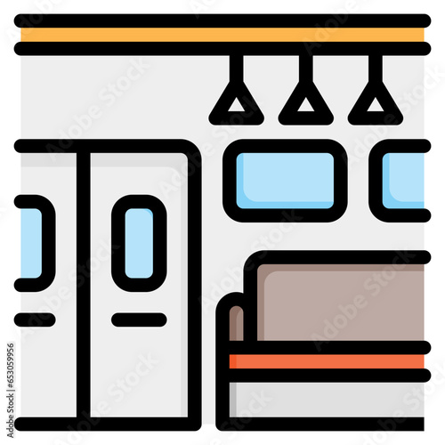  seat, chair, train, subway, mrt,  transport, door Icon, Filled Line style icon vector illustration, Suitable for website, mobile app, print, presentation, infographic and any other project.