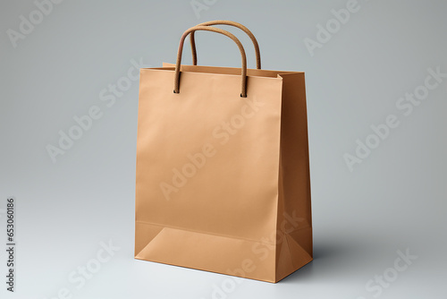 Generative AI Image of Plain Brown Paper Shopping Bag on Isolated Background