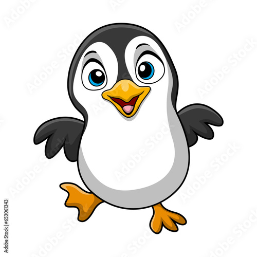 Cute penguin cartoon on white background