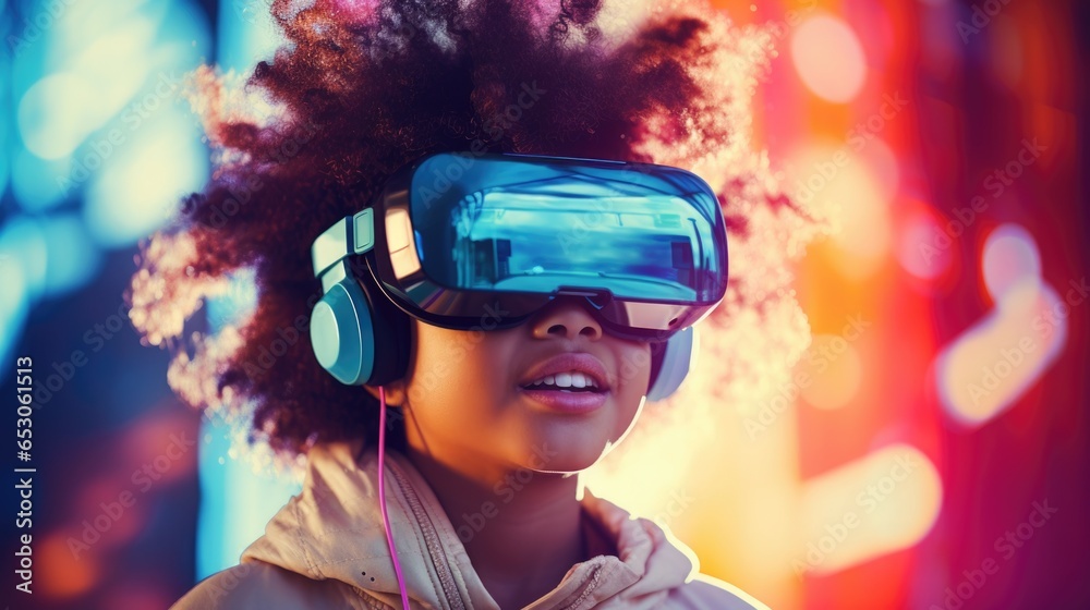 girl playing with virtual reality generative ai girl playing with virtual reality generative ai