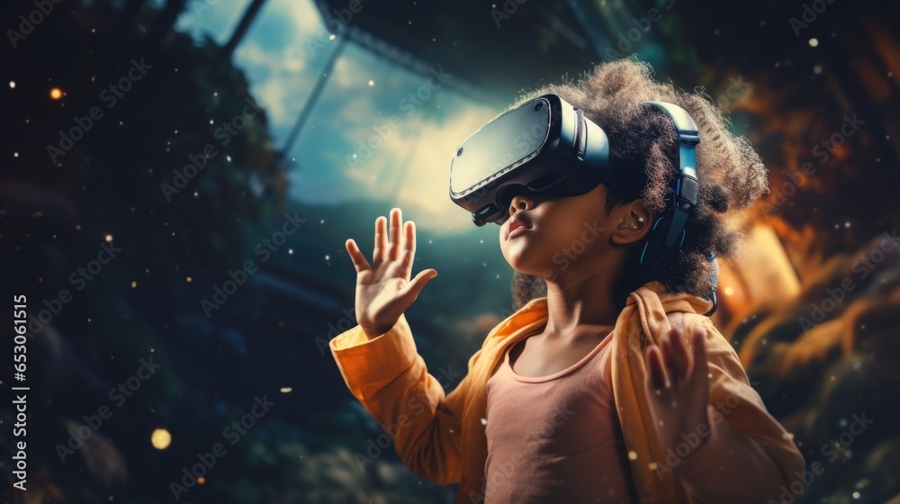 girl playing with virtual reality generative ai girl playing with virtual reality generative ai