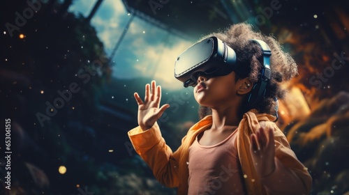 girl playing with virtual reality generative ai © Francheska