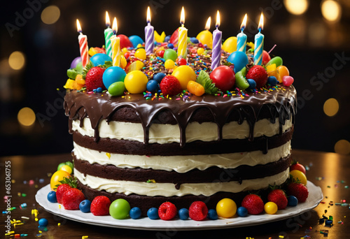 Large birthday cake with ch...