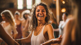 attractive young women enjoying a joyful dance class - dancing practice concept