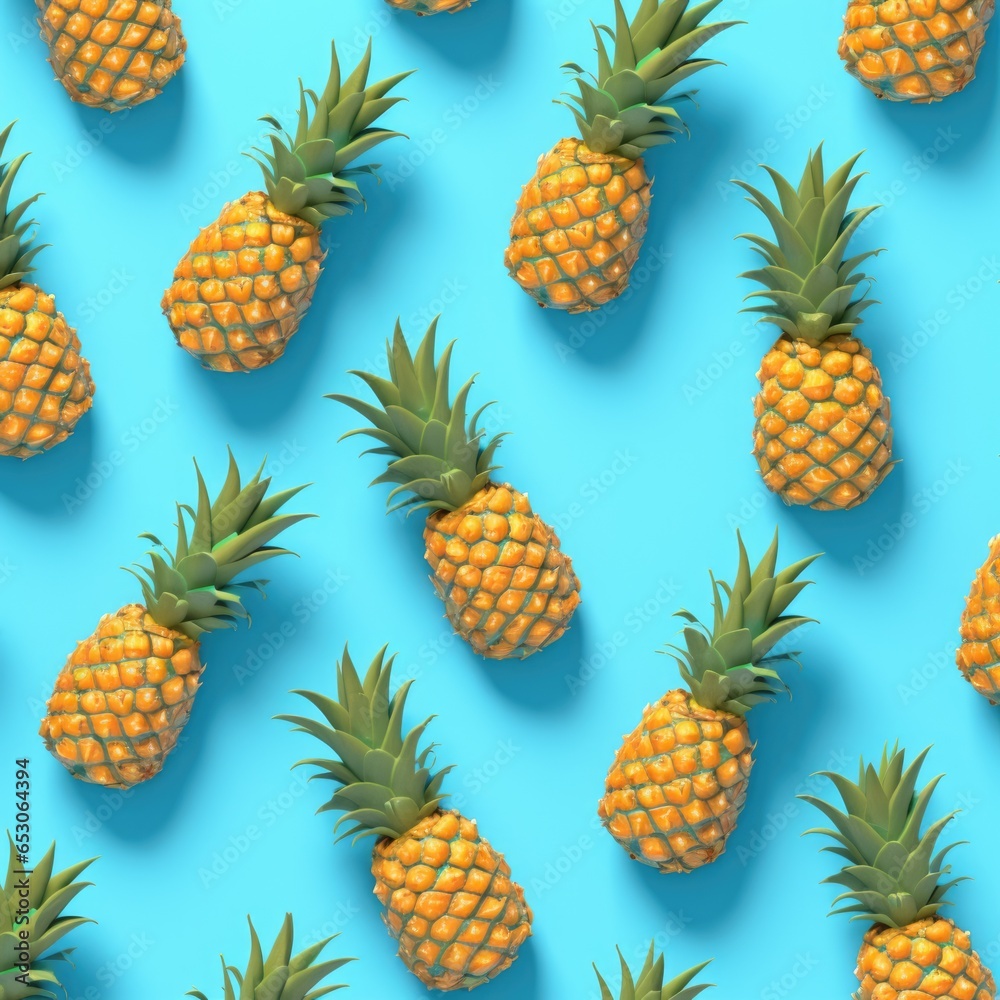 pineapples on blue background generative ai pineapples on blue background generative ai