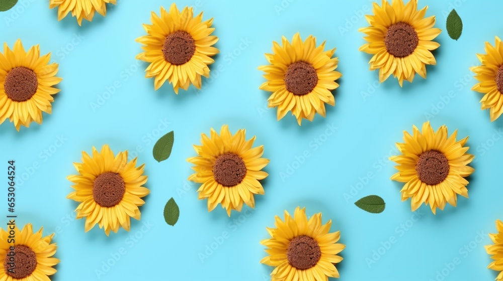 flowers on blue background generative ai flowers on blue background generative ai
