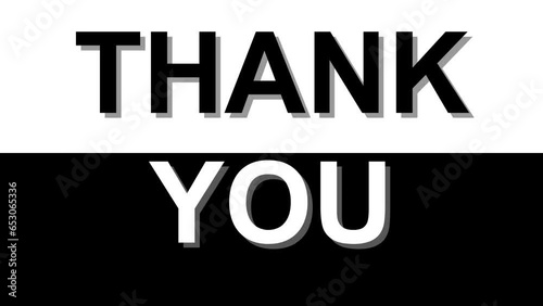 Thank You text animation with black and white color