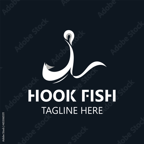 Hook Fishing logo simple and modern vintage rustic vector design style template illustration