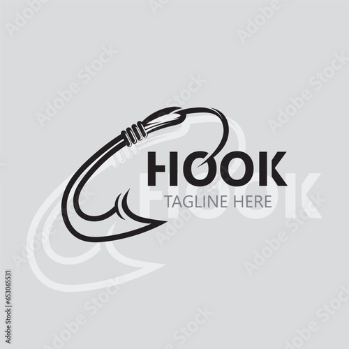 Hook Fishing logo simple and modern vintage rustic vector design style template illustration
