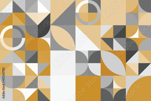 Bauhaus geometric pattern background, vector abstract circle, triangle and square lines art. Yell