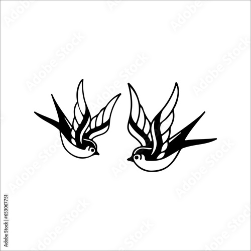 vector illustration of two black swallows