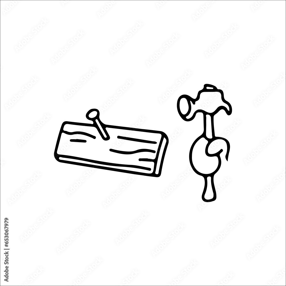 vector illustration of wooden plank and hammer