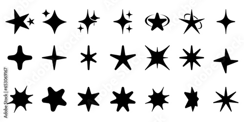 Retro Y2K star elements. Universal shapes for design  projects  posters  banners and business cards. Elements collection. vector