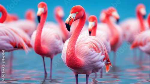 pink flamingo on the beach