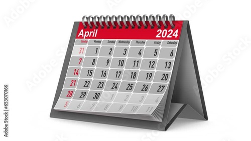 Calendar for 2024 year on white background. Isolated 3D render