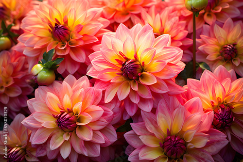 beautiful pink dahlia flowers in nature garden