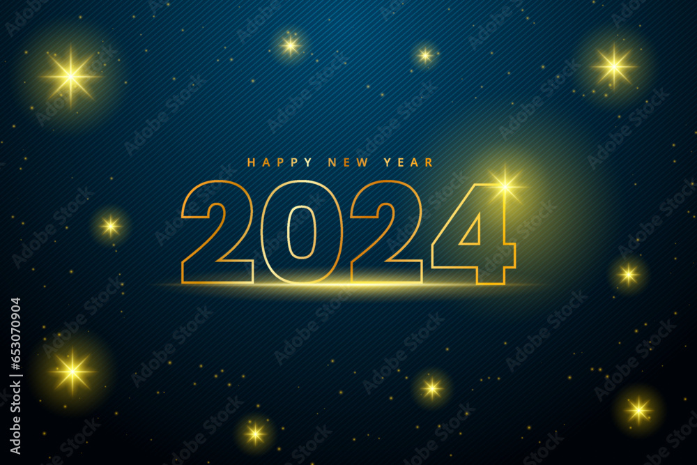 2024 happy new year background banner vector. New year celebration concept for greeting card, banner and post template.